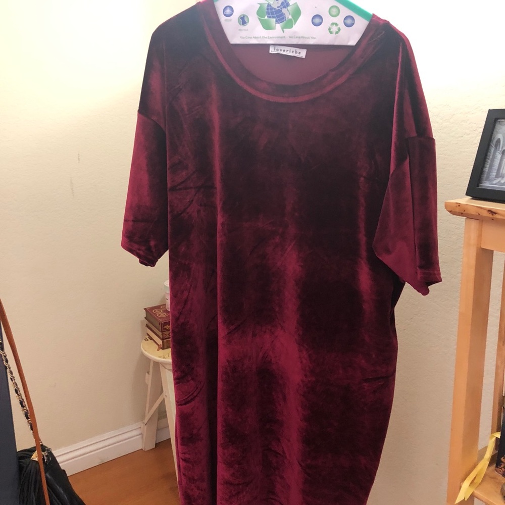 Maroon Velvet Dress - Picture 4 of 6